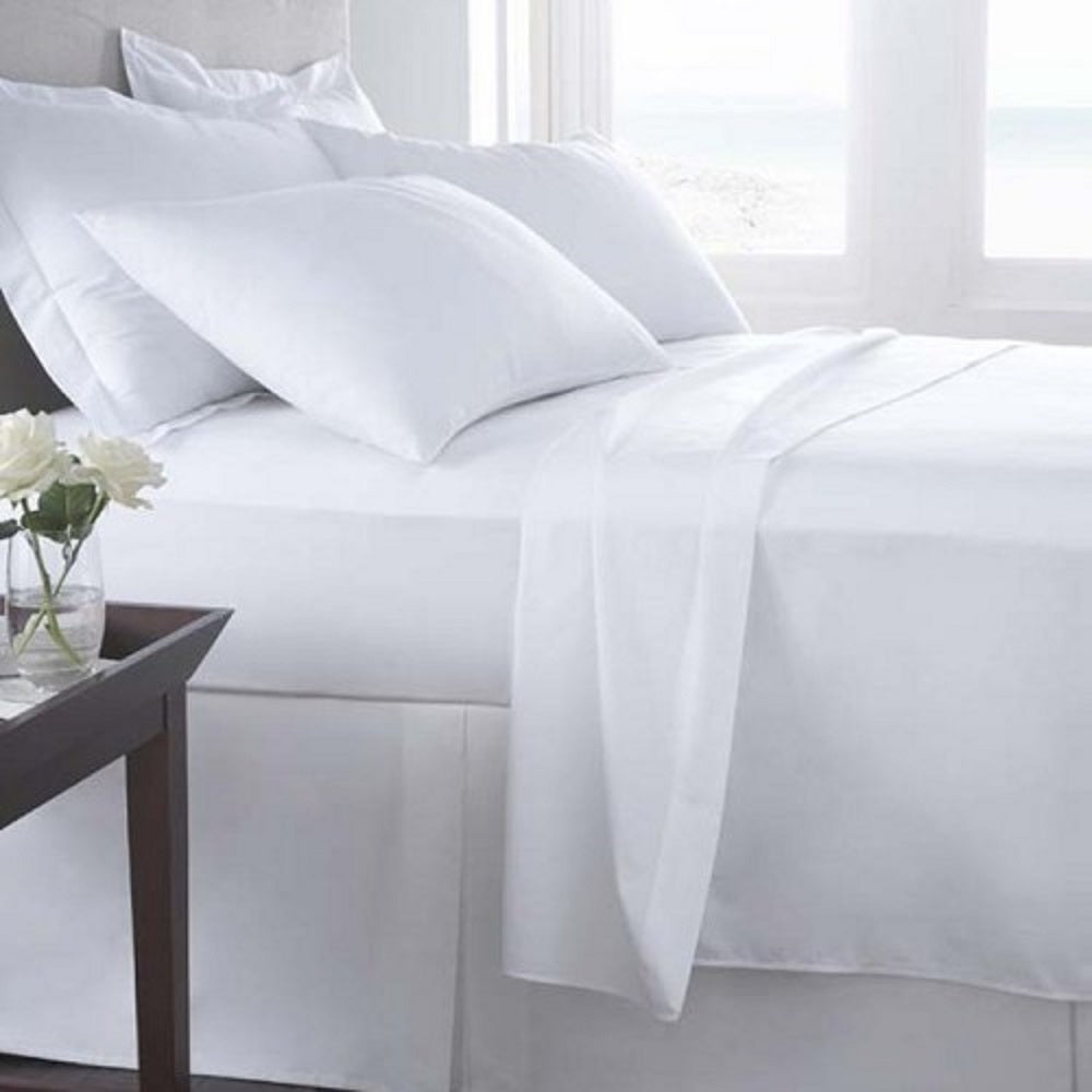 Fitted Bed Sheet, Twin XL 36x84 with 12 Inch Deep Pocket, Solid White,  Percale 180 Thread Count, Soft Finish