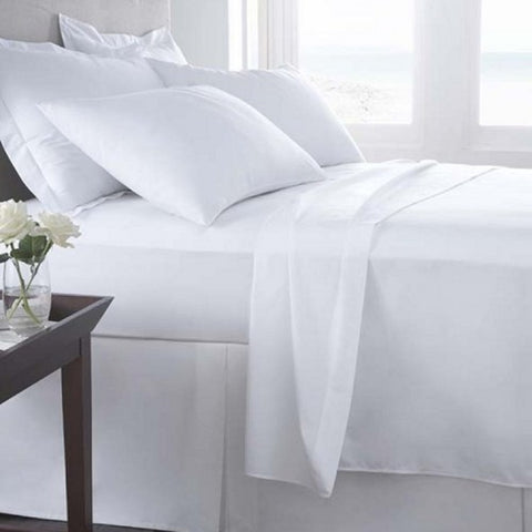 Fitted Bed Sheet, Twin XL 36x84 with 12 Inch Deep Pocket, Solid White, Percale 180 Thread Count, Soft Finish