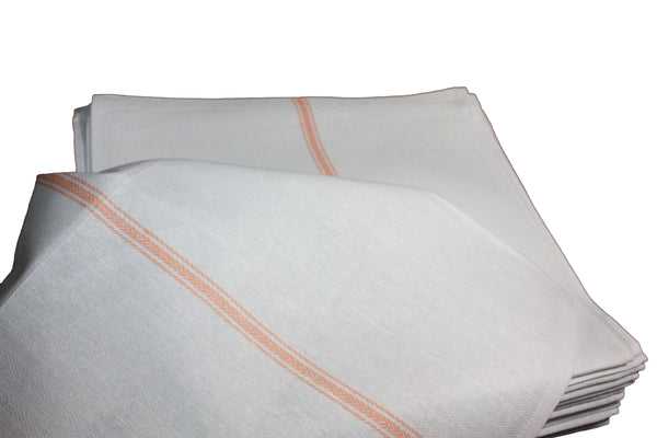 Kitchen Dish Towels - White with YELLOW STRIPE, Low Lint, Prof Grade 24 Oz, 100% Cotton Tea Towel With Herringbone Weave, Exceptional Absorption.  Preferred by Chefs, Eco-Friendly