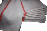 Kitchen Dish Towels - White with RED STRIPE, Low Lint, Prof Grade 24 Oz, 100% Cotton Tea Towel With Herringbone Weave, Exceptional Absorption.  Preferred by Chefs, Eco-Friendly