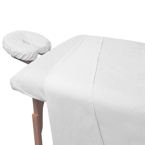 Massage Sheet, Small 54x72 Inch, Economy 130 Thread Count, Solid White Massage Table Flat Draw Sheets, Soft Finish