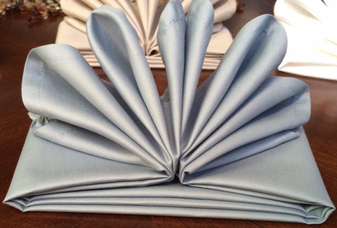 Atlas Kitchen GRAYISH BLUE Dinner Napkins Cloth 18x18 Bulk 100% Natural Pima Cotton Sateen Linens for Events, Weddings and Dinner