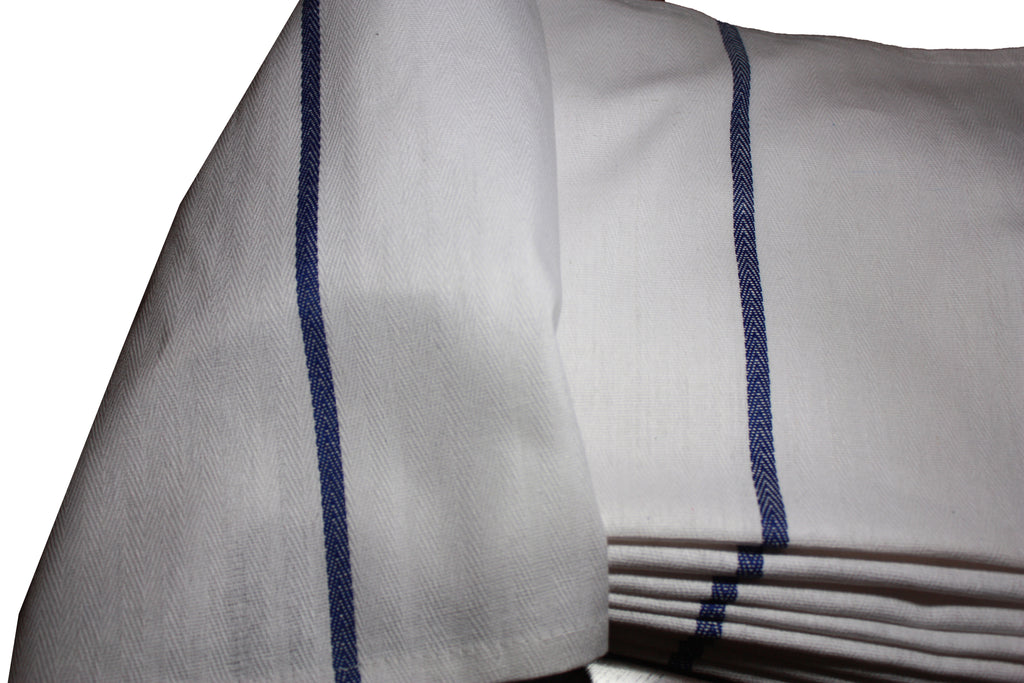 Kitchen Dish Towels - White with BLUE STRIPE, Low Lint, Prof Grade 24 –  Ameritex Linen