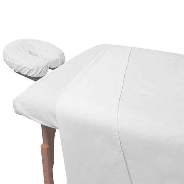 Massage Sheet, Large 66x104 Inch, Economy 130 Thread Count, Solid White Massage Table Flat Draw Sheets, Soft Finish