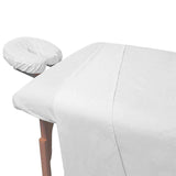3-Piece Massage & Spa CottonPoly Table Linen Set with Soil Release Finish - White