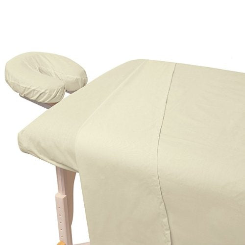 3-Piece Massage & Spa CottonPoly Table Linen Set with Soil Release Finish - Unbleached Natural